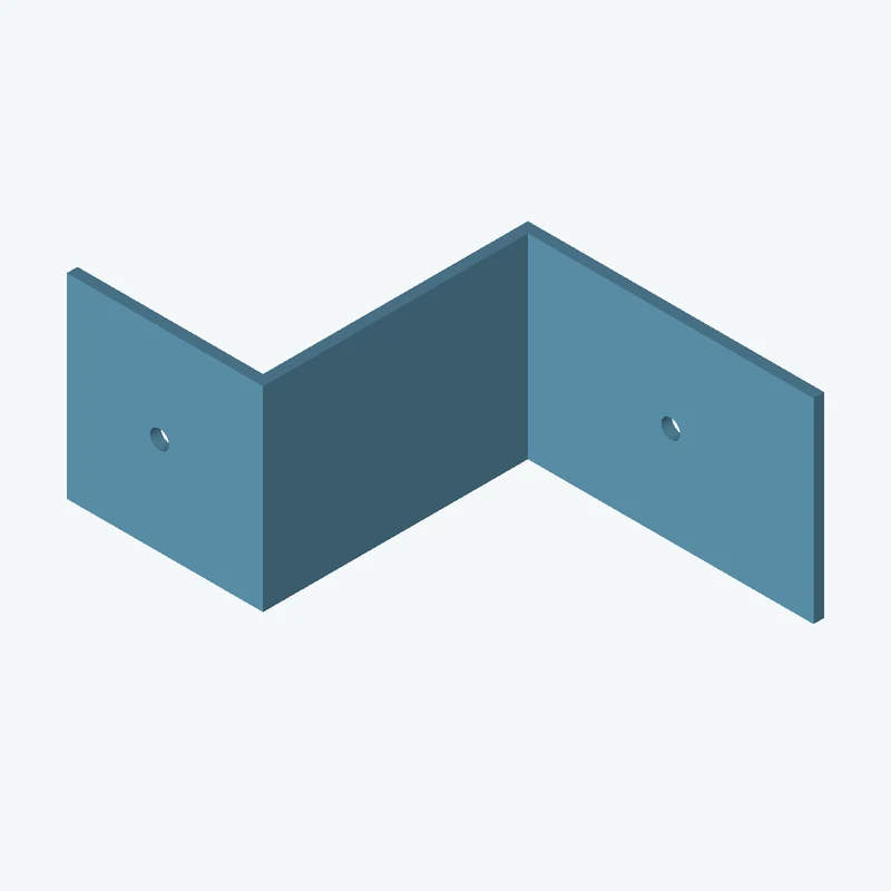 Z-bracket: base leg 83.34 mm, vertical leg 77.5 mm, top leg 55.2 mm, 55 mm wide, 3 mm thick; 1 × Ø5.3 mm hole per leg — 1057