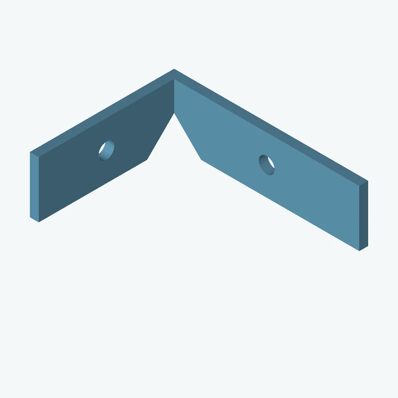L-bracket: base leg 65.51 mm, vertical leg 48.7 mm, 19.08 mm wide, 3 mm thick; 1 × Ø5.3 mm hole per leg — 1087