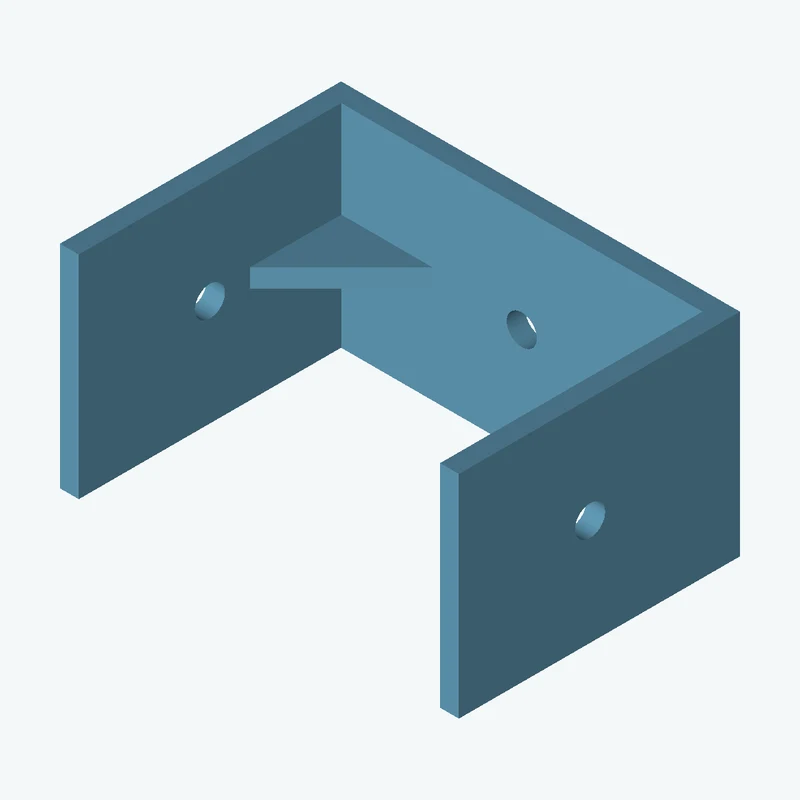 C-channel bracket: base leg 85 mm, vertical leg 59.9 mm, 45.15 mm wide, 4 mm thick; 1 × Ø6.4 mm hole per leg; 4 mm corner gusset — 1155