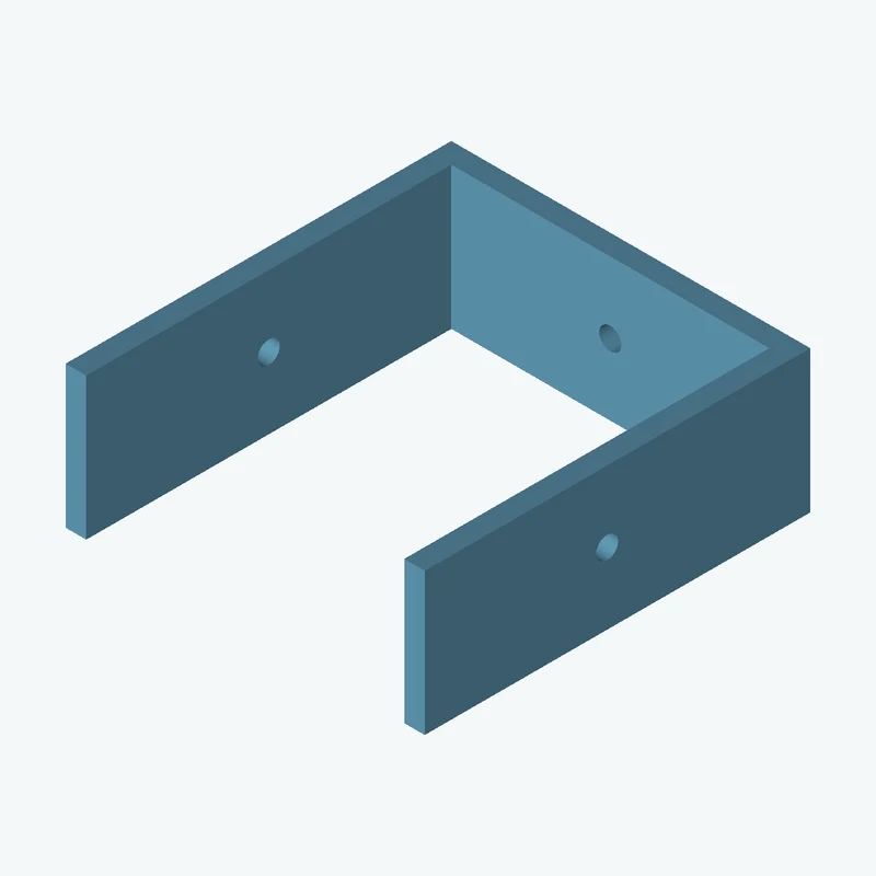 C-channel bracket: base leg 52.41 mm, vertical leg 56.3 mm, 20.76 mm wide, 3 mm thick; 1 × Ø3.2 mm hole per leg — 1191