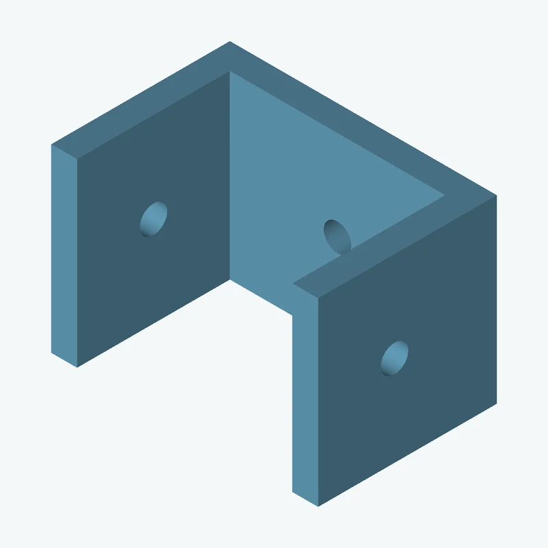 C-channel bracket: base leg 51.69 mm, vertical leg 34.6 mm, 35 mm wide, 5 mm thick; 1 × Ø5.3 mm hole per leg — 1193