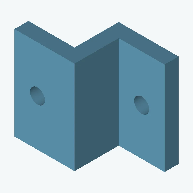 Z-bracket: base leg 25.7 mm, vertical leg 25 mm, top leg 25.8 mm, 40 mm wide, 6 mm thick; 1 × Ø6.4 mm hole per leg; 4.8 mm corner — 1198