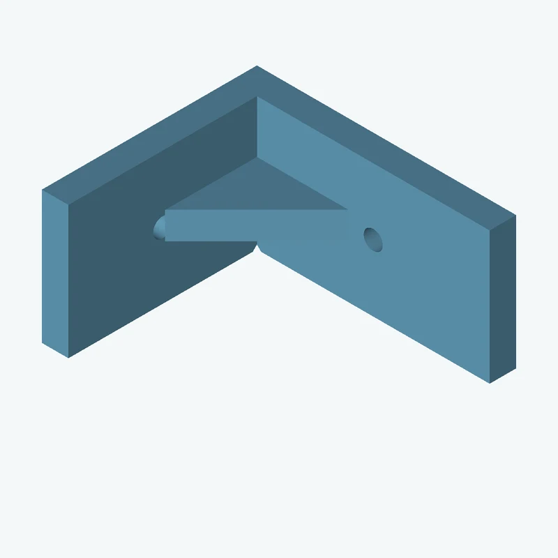 L-bracket: base leg 58.57 mm, vertical leg 48.6 mm, 30 mm wide, 6 mm thick; 1 × Ø4.3 mm hole per leg; 6.2 mm corner gusset — 1237