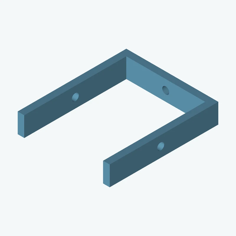 C-channel bracket: base leg 70 mm, vertical leg 82.7 mm, 15 mm wide, 5 mm thick; 1 × Ø5.3 mm hole per leg — 1247