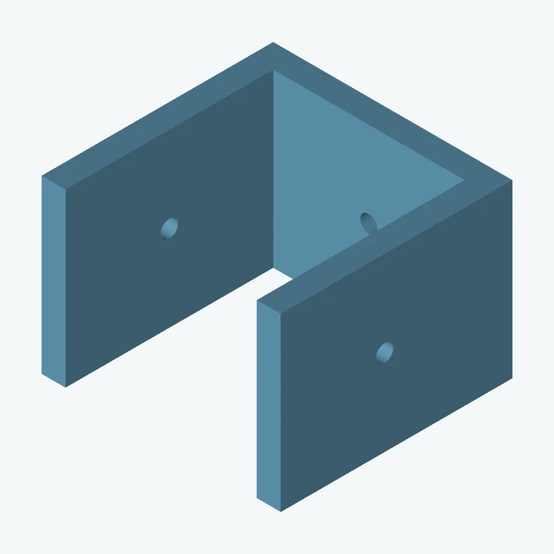 C-channel bracket: base leg 60 mm, vertical leg 58.1 mm, 43.03 mm wide, 6 mm thick; 1 × Ø4.3 mm hole per leg — 1277