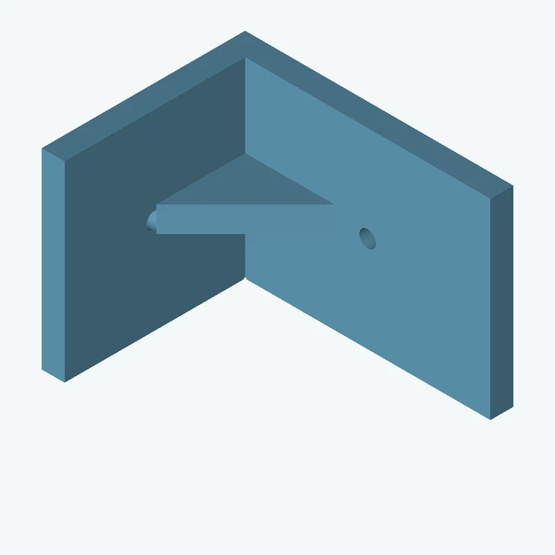 L-bracket: base leg 70 mm, vertical leg 53.1 mm, 50 mm wide, 6 mm thick; 1 × Ø4.3 mm hole per leg; 6.7 mm corner gusset — 1300