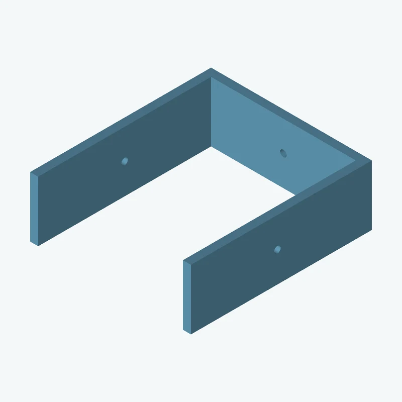 C-channel bracket: base leg 80 mm, vertical leg 90 mm, 29.96 mm wide, 4 mm thick; 1 × Ø3.2 mm hole per leg — 1314