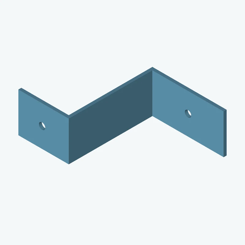 Z-bracket: base leg 75 mm, vertical leg 87.5 mm, top leg 50.9 mm, 40 mm wide, 3 mm thick; 1 × Ø6.4 mm hole per leg — 1366