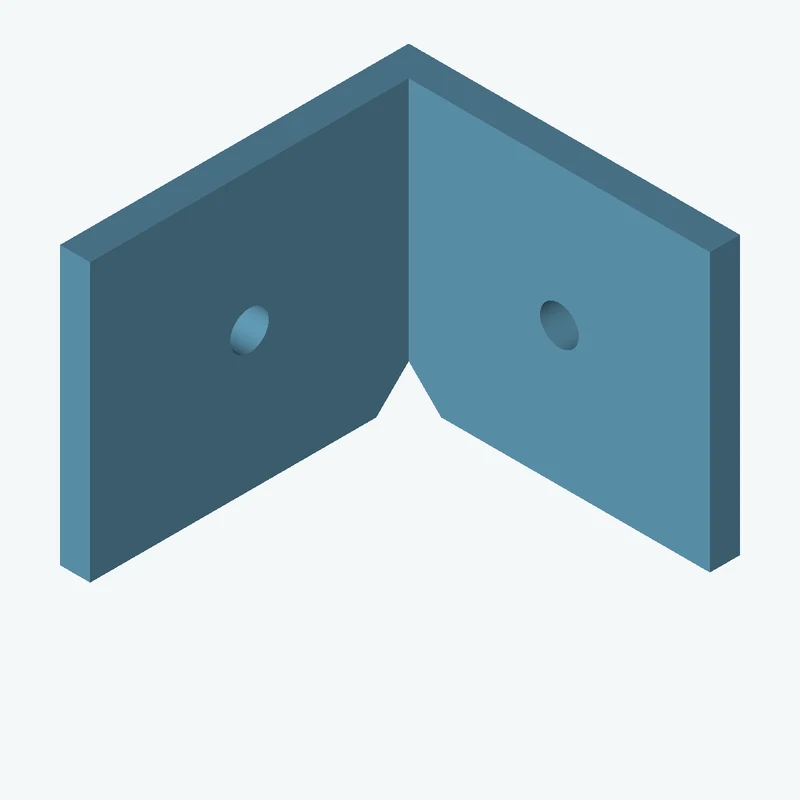 L-bracket: base leg 55 mm, vertical leg 57.9 mm, 46.06 mm wide, 5 mm thick; 1 × Ø6.4 mm hole per leg — 1404
