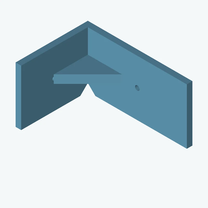 L-bracket: base leg 75 mm, vertical leg 51.8 mm, 40 mm wide, 4 mm thick; 1 × Ø3.2 mm hole per leg; 5.9 mm corner gusset — 1414