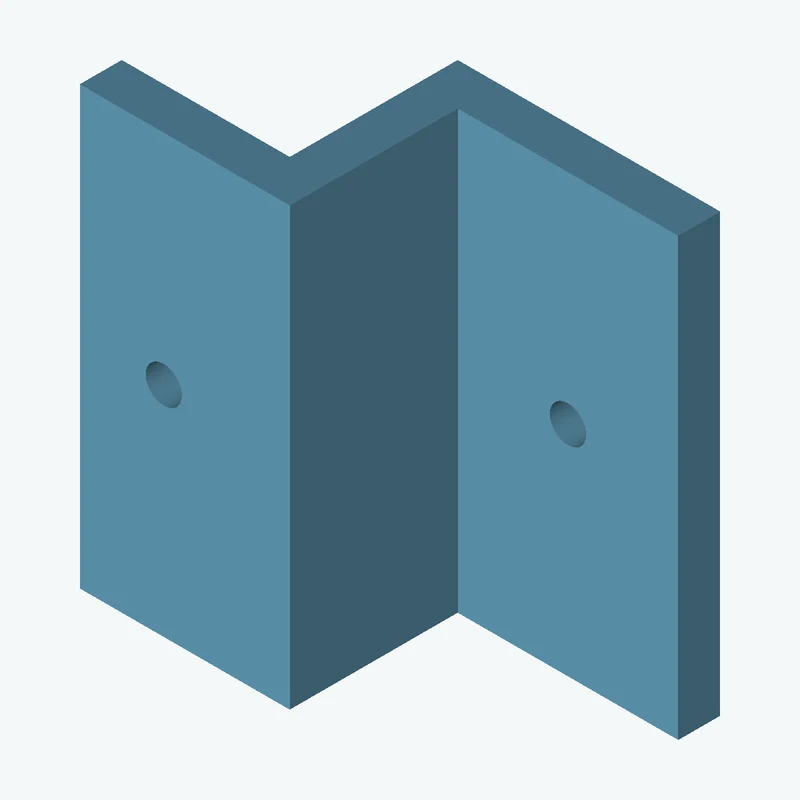 Z-bracket: base leg 31.26 mm, vertical leg 25 mm, top leg 25 mm, 51.99 mm wide, 5 mm thick; 1 × Ø4.3 mm hole per leg; 4 mm corner — 1456