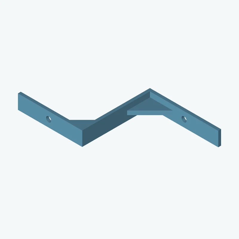 Z-bracket: base leg 75 mm, vertical leg 74.4 mm, top leg 67.7 mm, 15 mm wide, 3 mm thick; 1 × Ø5.3 mm hole per leg; 4.2 mm corner — 1466