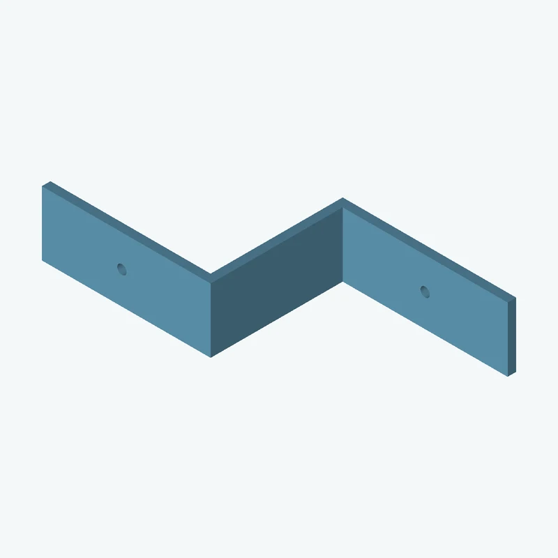 Z-bracket: base leg 80.9 mm, vertical leg 65.6 mm, top leg 78.7 mm, 30 mm wide, 4 mm thick; 1 × Ø4.3 mm hole per leg — 1486
