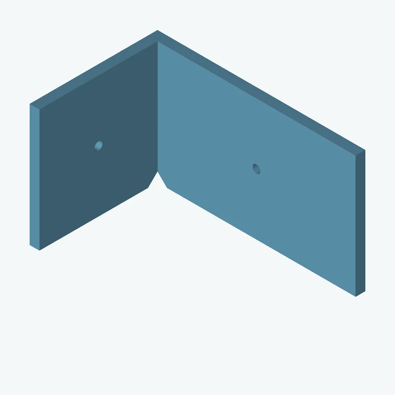 L-bracket: base leg 85 mm, vertical leg 52.3 mm, 50 mm wide, 4 mm thick; 1 × Ø3.2 mm hole per leg — 1542
