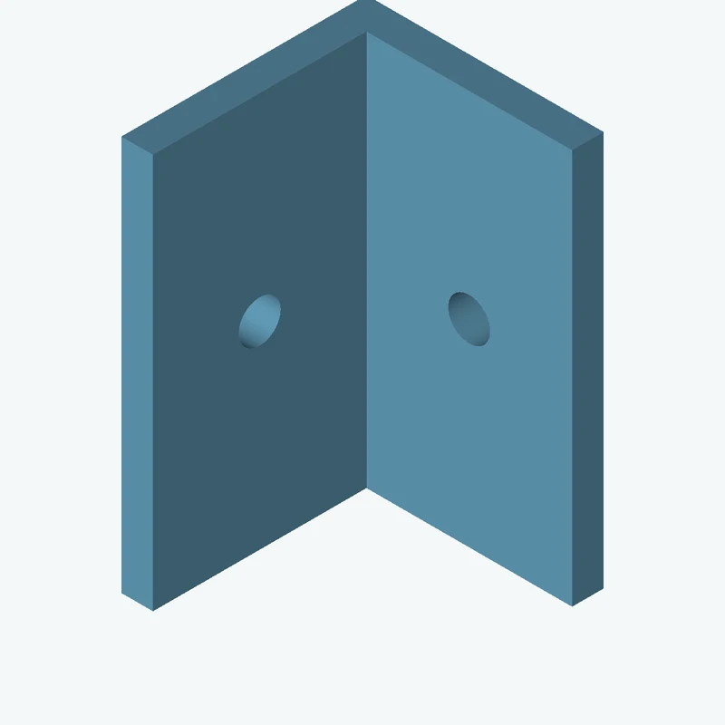 L-bracket: base leg 30 mm, vertical leg 31 mm, 50 mm wide, 4 mm thick; 1 × Ø5.3 mm hole per leg — 1628
