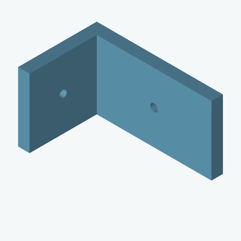 L-bracket: base leg 55 mm, vertical leg 34.3 mm, 30 mm wide, 5 mm thick; 1 × Ø3.2 mm hole per leg — 1642