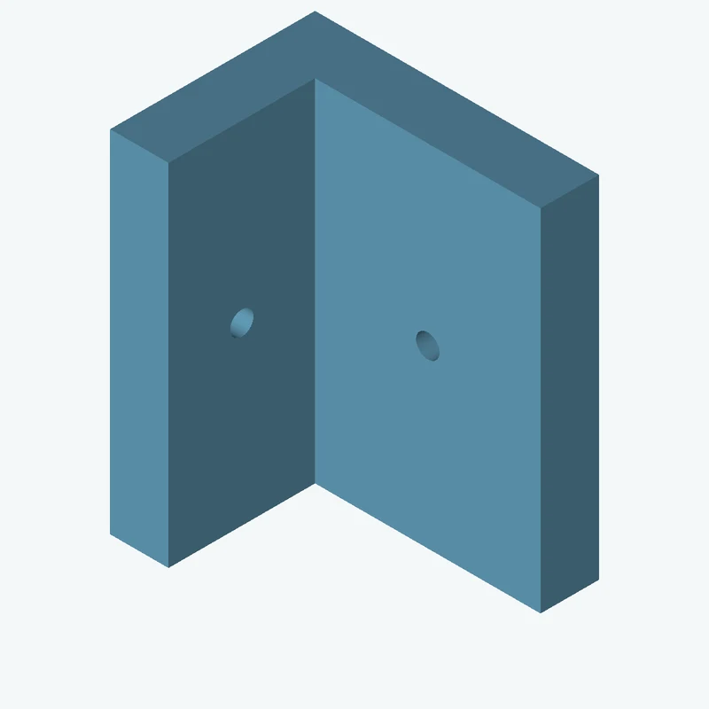 L-bracket: base leg 38.91 mm, vertical leg 28.1 mm, 48.11 mm wide, 8 mm thick; 1 × Ø3.2 mm hole per leg; 7.4 mm corner gusset — 1646