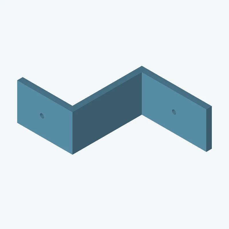 Z-bracket: base leg 76.11 mm, vertical leg 81.4 mm, top leg 60.1 mm, 40 mm wide, 6 mm thick; 1 × Ø4.3 mm hole per leg — 1685