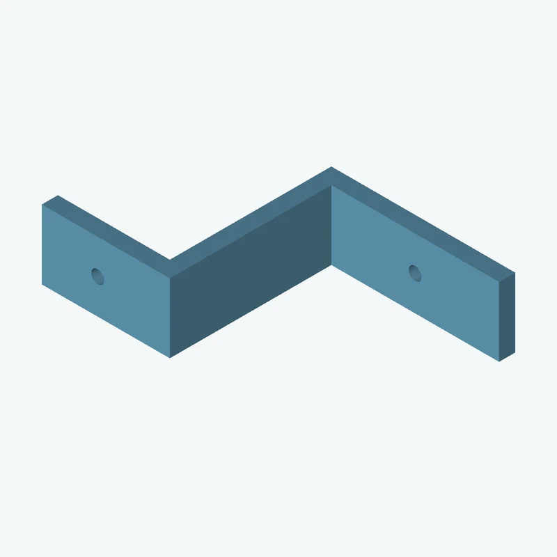Z-bracket: base leg 45.53 mm, vertical leg 44 mm, top leg 31.7 mm, 17.13 mm wide, 4 mm thick; 1 × Ø3.2 mm hole per leg — 1687