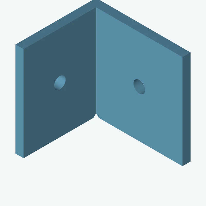 L-bracket: base leg 35 mm, vertical leg 29.9 mm, 35 mm wide, 3 mm thick; 1 × Ø4.3 mm hole per leg — 1706