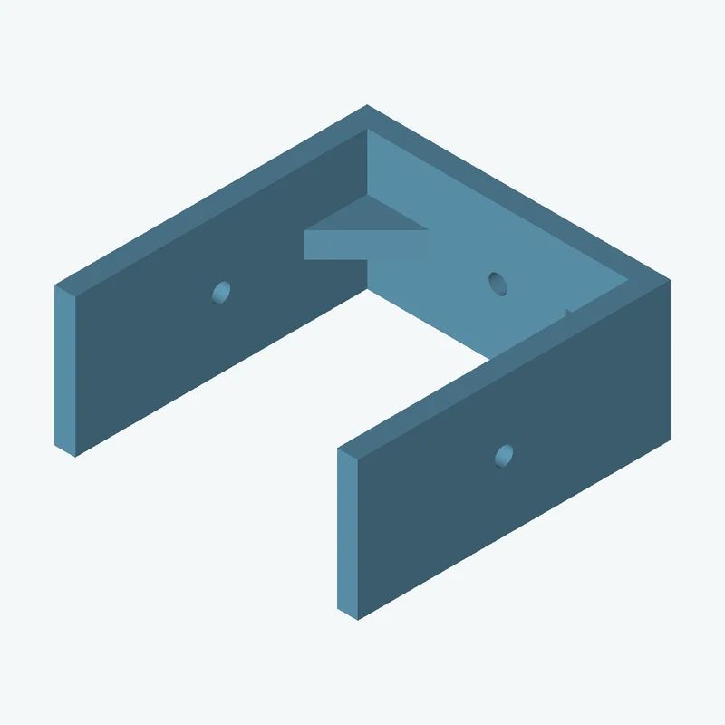 C-channel bracket: base leg 87.36 mm, vertical leg 90 mm, 40 mm wide, 6 mm thick; 1 × Ø5.3 mm hole per leg; 7.3 mm corner gusset — 1711