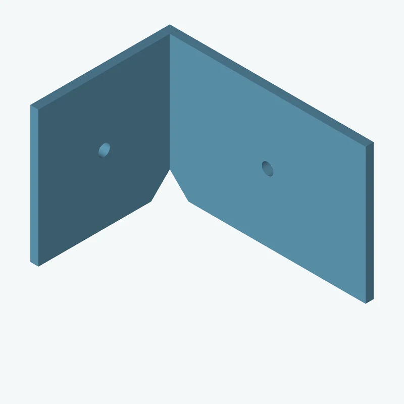 L-bracket: base leg 75 mm, vertical leg 51.3 mm, 50 mm wide, 3 mm thick; 1 × Ø4.3 mm hole per leg — 1744