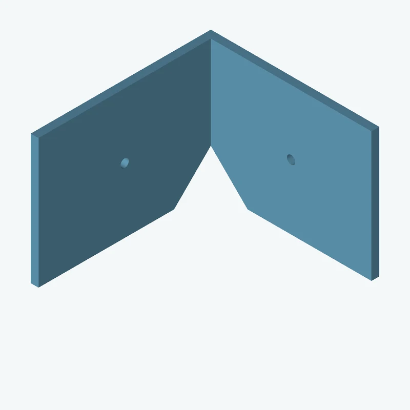 L-bracket: base leg 65 mm, vertical leg 69.5 mm, 50 mm wide, 3 mm thick; 1 × Ø3.2 mm hole per leg — 1764
