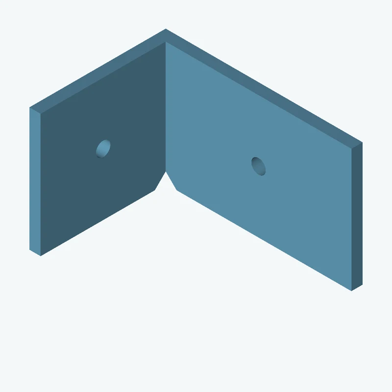 L-bracket: base leg 87.81 mm, vertical leg 60.8 mm, 55 mm wide, 5 mm thick; 1 × Ø6.4 mm hole per leg — 1789