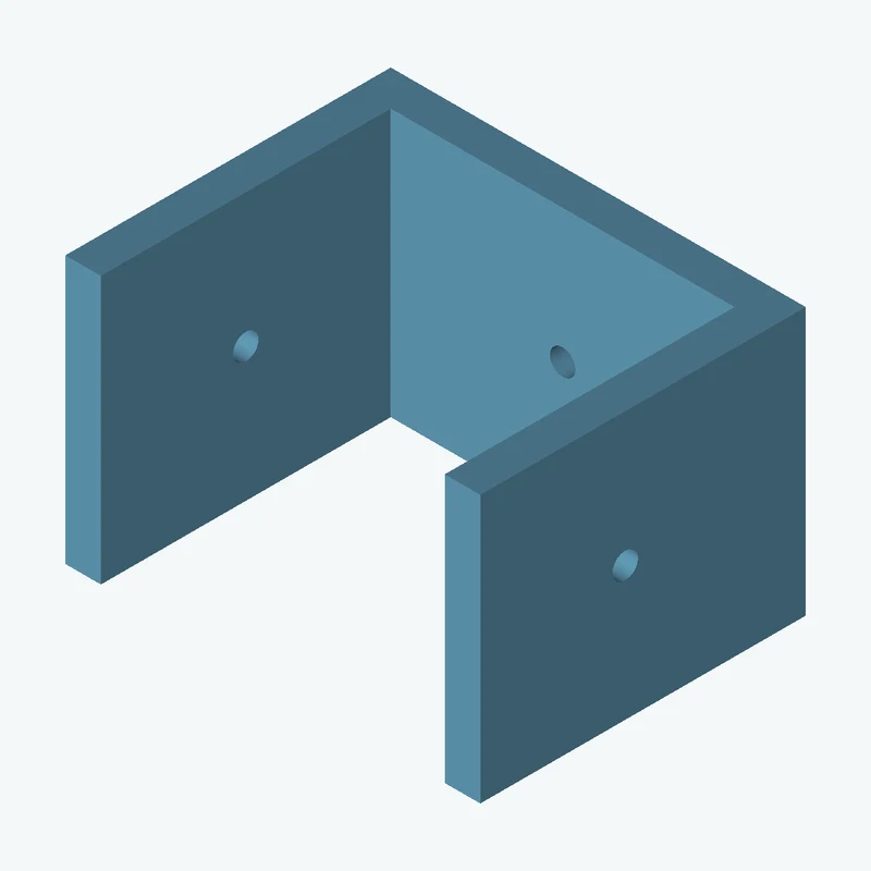 C-channel bracket: base leg 70 mm, vertical leg 54.9 mm, 45.09 mm wide, 6 mm thick; 1 × Ø4.3 mm hole per leg — 1794