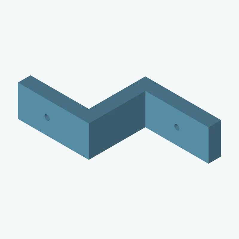 Z-bracket: base leg 48.18 mm, vertical leg 43.9 mm, top leg 45.1 mm, 20 mm wide, 8 mm thick; 1 × Ø3.2 mm hole per leg — 1835
