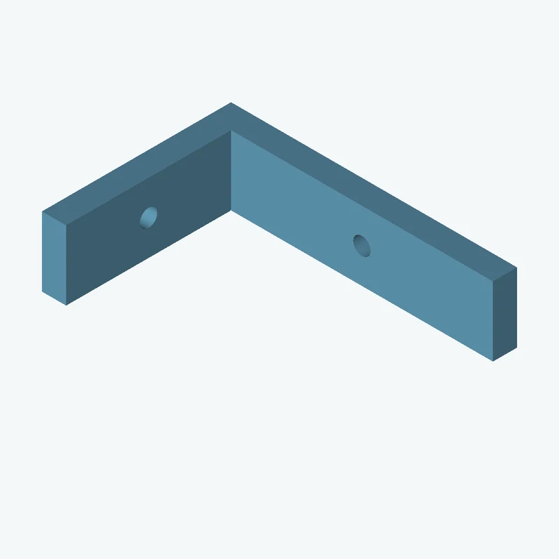 L-bracket: base leg 70.95 mm, vertical leg 46.9 mm, 17.23 mm wide, 6 mm thick; 1 × Ø4.3 mm hole per leg — 1838