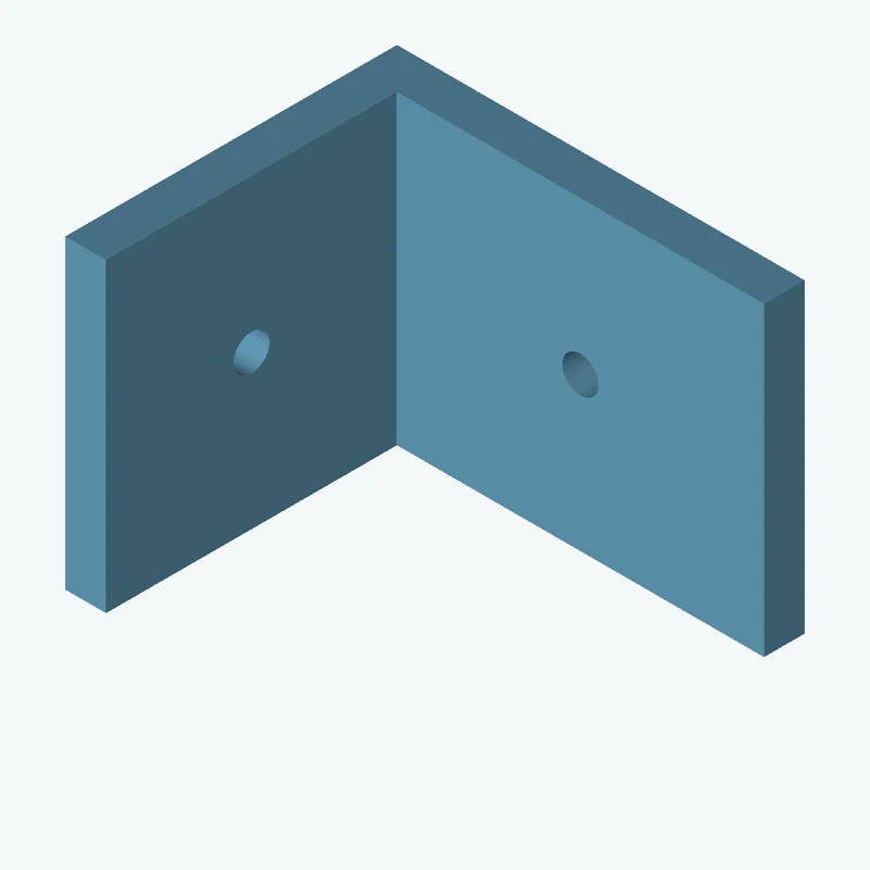 L-bracket: base leg 60 mm, vertical leg 48.8 mm, 45 mm wide, 6 mm thick; 1 × Ø5.3 mm hole per leg — 1862