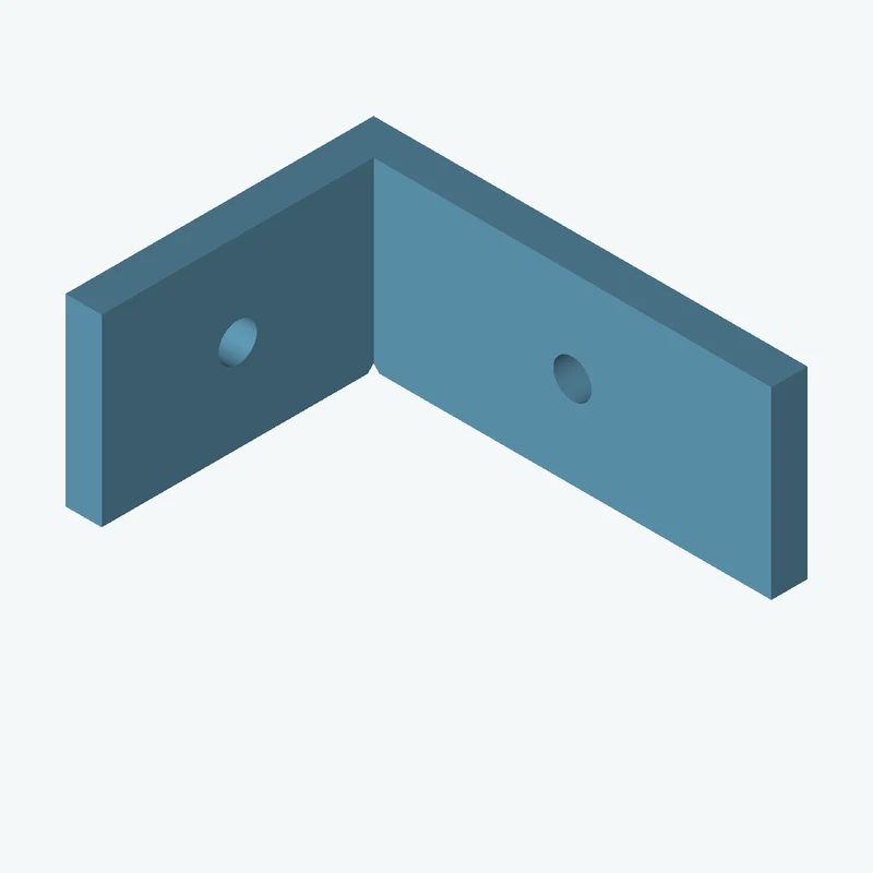 L-bracket: base leg 60 mm, vertical leg 42.6 mm, 25.46 mm wide, 5 mm thick; 1 × Ø5.3 mm hole per leg — 1884