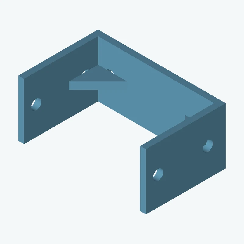 C-channel bracket: base leg 66.57 mm, vertical leg 41.6 mm, 29.46 mm wide, 3 mm thick; 2 × Ø5.3 mm holes per leg; 3.7 mm corner gu — 1927