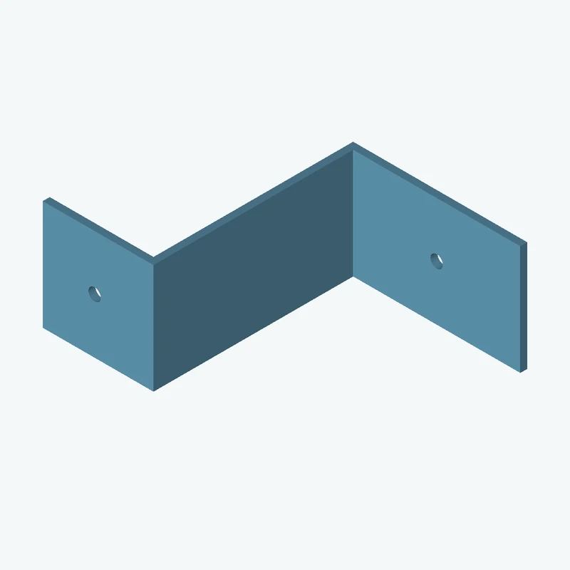 Z-bracket: base leg 75 mm, vertical leg 89 mm, top leg 47.7 mm, 47.25 mm wide, 3 mm thick; 1 × Ø5.3 mm hole per leg — 2133