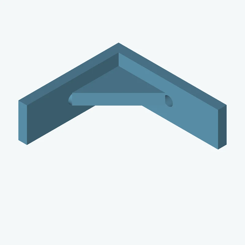 L-bracket: base leg 62.98 mm, vertical leg 58.4 mm, 20 mm wide, 5 mm thick; 1 × Ø5.3 mm hole per leg; 6.4 mm corner gusset — 2161