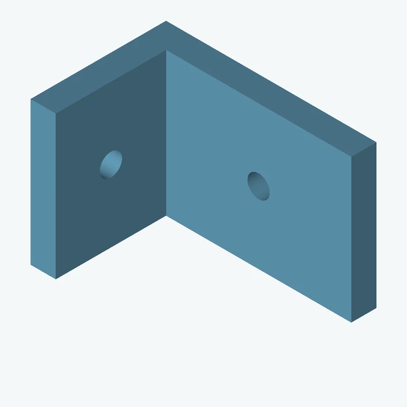 L-bracket: base leg 50 mm, vertical leg 32.2 mm, 34.11 mm wide, 6 mm thick; 1 × Ø5.3 mm hole per leg — 2217