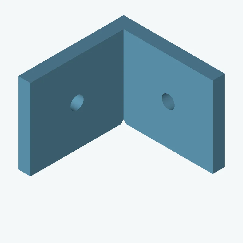 L-bracket: base leg 50 mm, vertical leg 52.1 mm, 40 mm wide, 6 mm thick; 1 × Ø6.4 mm hole per leg — 2284