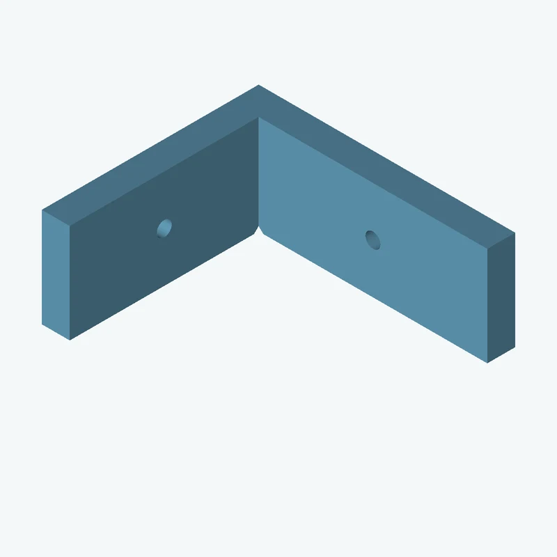L-bracket: base leg 55 mm, vertical leg 46.5 mm, 21.25 mm wide, 6 mm thick; 1 × Ø3.2 mm hole per leg — 2328