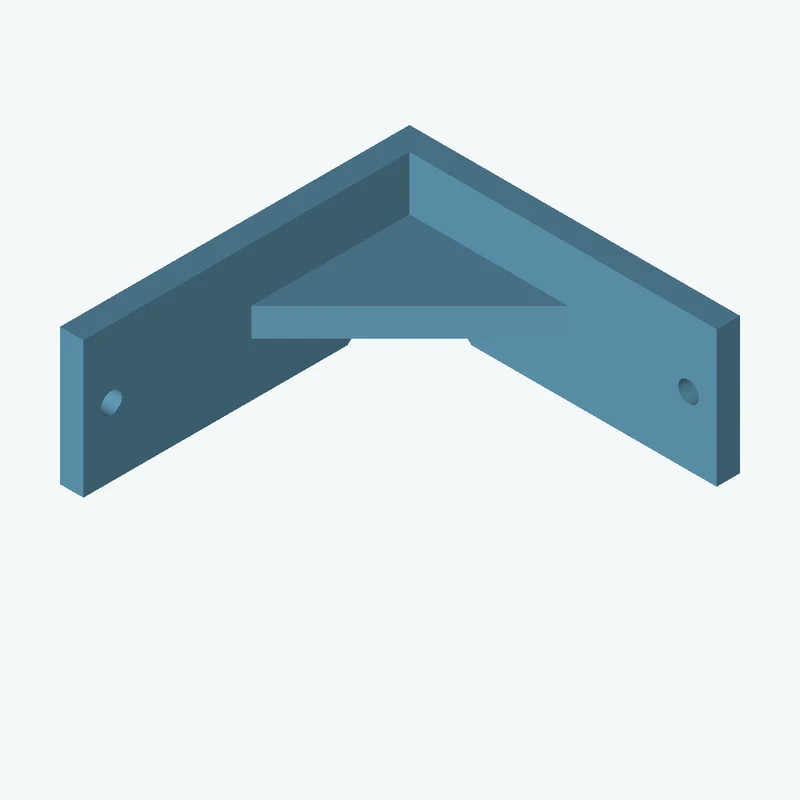 L-bracket: base leg 84.83 mm, vertical leg 89.7 mm, 35 mm wide, 6 mm thick; 2 × Ø5.3 mm holes per leg; 7.3 mm corner gusset — 2382