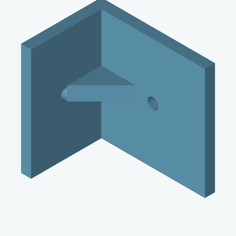 L-bracket: base leg 55.94 mm, vertical leg 39.5 mm, 55 mm wide, 5 mm thick; 1 × Ø5.3 mm hole per leg; 6.9 mm corner gusset — 2408