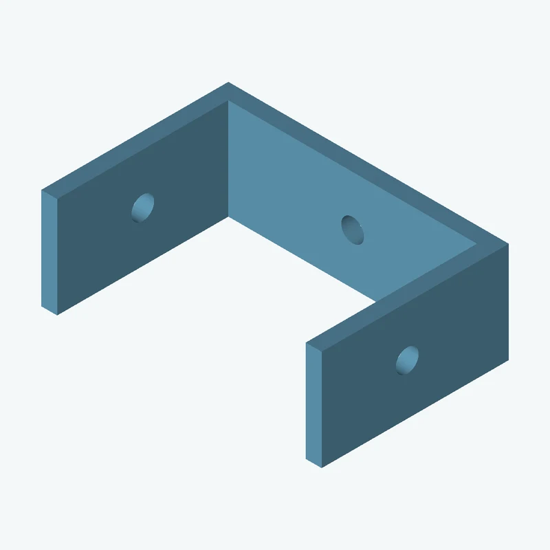 C-channel bracket: base leg 52.9 mm, vertical leg 35.3 mm, 19.02 mm wide, 3 mm thick; 1 × Ø4.3 mm hole per leg — 2421