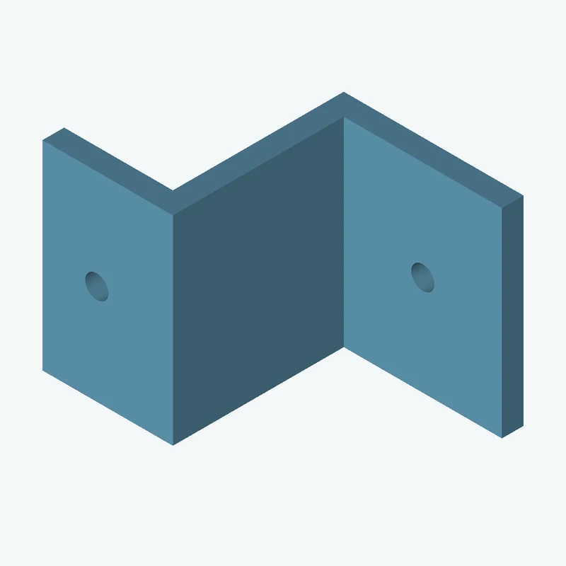 Z-bracket: base leg 49.77 mm, vertical leg 53.3 mm, top leg 36.1 mm, 55.22 mm wide, 6 mm thick; 1 × Ø6.4 mm hole per leg — 2456
