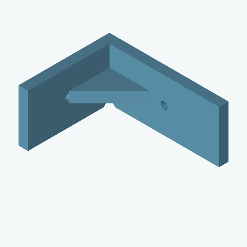 L-bracket: base leg 75.41 mm, vertical leg 57.6 mm, 33.07 mm wide, 6 mm thick; 1 × Ø4.3 mm hole per leg; 6.7 mm corner gusset — 2471