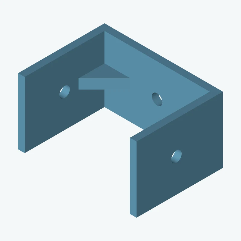 C-channel bracket: base leg 71.98 mm, vertical leg 52.5 mm, 40.09 mm wide, 4 mm thick; 1 × Ø6.4 mm hole per leg; 5.9 mm corner gus — 2619