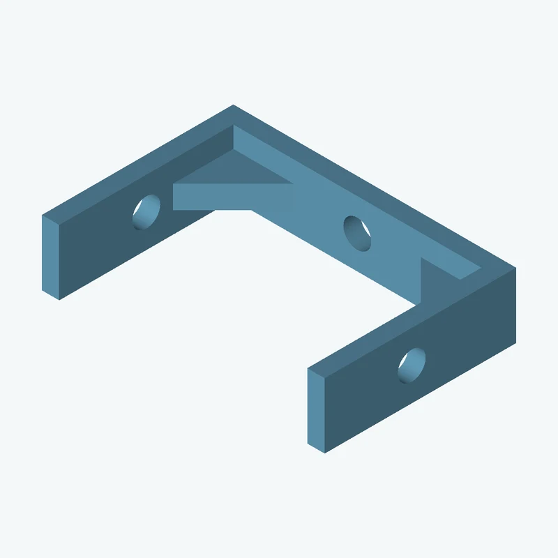 C-channel bracket: base leg 65 mm, vertical leg 44 mm, 15 mm wide, 4 mm thick; 1 × Ø6.4 mm hole per leg; 5.3 mm corner gusset — 2635