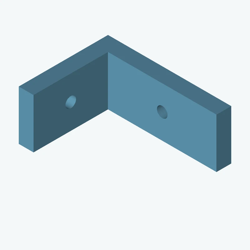 L-bracket: base leg 50.12 mm, vertical leg 36.3 mm, 20.21 mm wide, 6 mm thick; 1 × Ø4.3 mm hole per leg — 2647