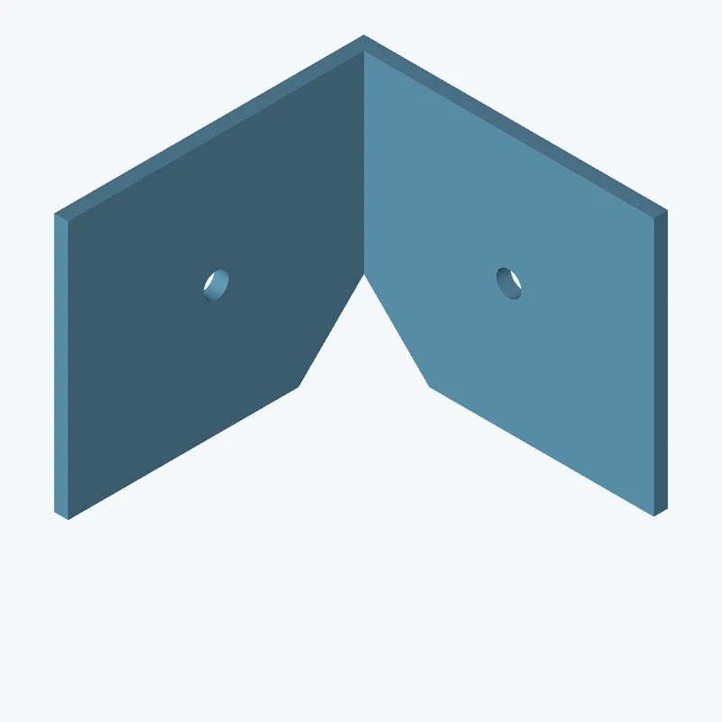 L-bracket: base leg 64.65 mm, vertical leg 65.9 mm, 55 mm wide, 3 mm thick; 1 × Ø5.3 mm hole per leg — 2653