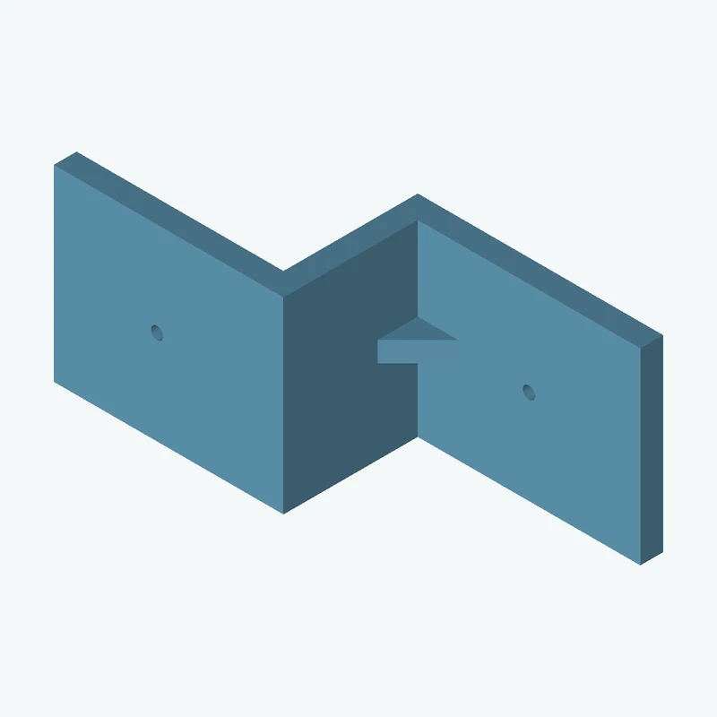 Z-bracket: base leg 64.32 mm, vertical leg 41.2 mm, top leg 60.2 mm, 49.25 mm wide, 6 mm thick; 1 × Ø3.2 mm hole per leg; 5.3 mm c — 2659