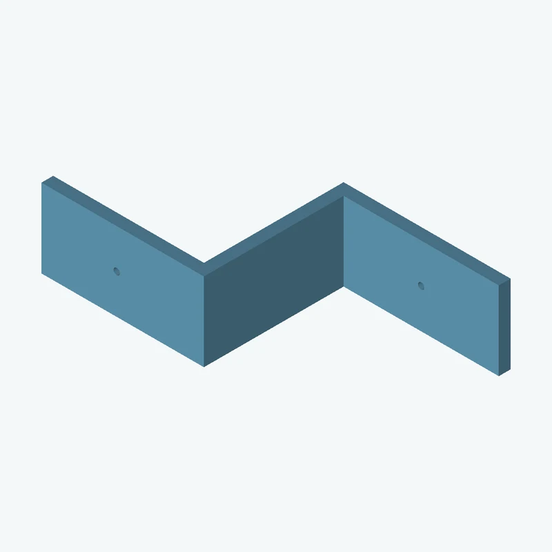 Z-bracket: base leg 85 mm, vertical leg 77.1 mm, top leg 82.7 mm, 40 mm wide, 6 mm thick; 1 × Ø3.2 mm hole per leg — 2661